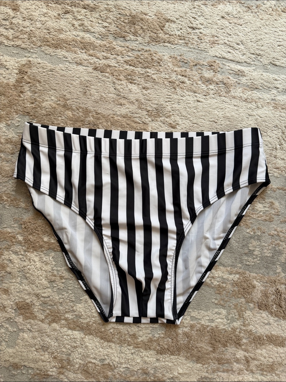 Black and White Vertical Stripe Men’s Swim Brief - Size XL